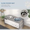PawHut Elevated Dog Bowls, 3 Height Adjustable Raised Dog Bowls w/ Slow Feeder Mat, Stand, for Medium to Extra Large Dogs