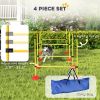 PawHut 5 Piece Dog Agility Course Backyard Set with 4 Height Adjustable Dog Agility Jumps, Carry Bag, Yellow
