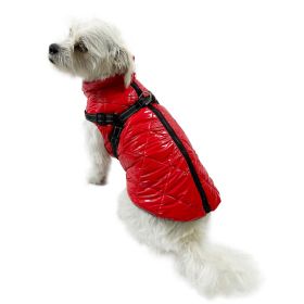Water Resistant Puffy Vest with Built (Color: Red, size: XS)