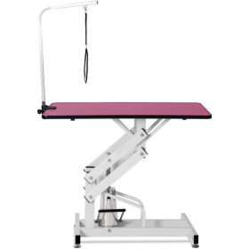 42.5INCH HYDRAULIC PET GROOMING TABLE PINK COLOR (Color: White+Pink)