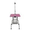 46" Folding Dog Pet Grooming Table Stainless Steel Frame Rubber Mat on Board with Adjustable Arm and Clamps pet dog Cat Grooming Table (PINK COLOR)